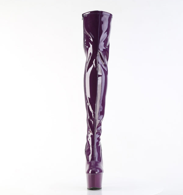 ADORE-3000 Plateau Overknee Stiefel Dunkel Violett Lack Stretch von Pleaser – Ansicht 2