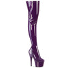 ADORE-3000 Plateau Overknee Stiefel Dunkel Violett Lack Stretch von Pleaser