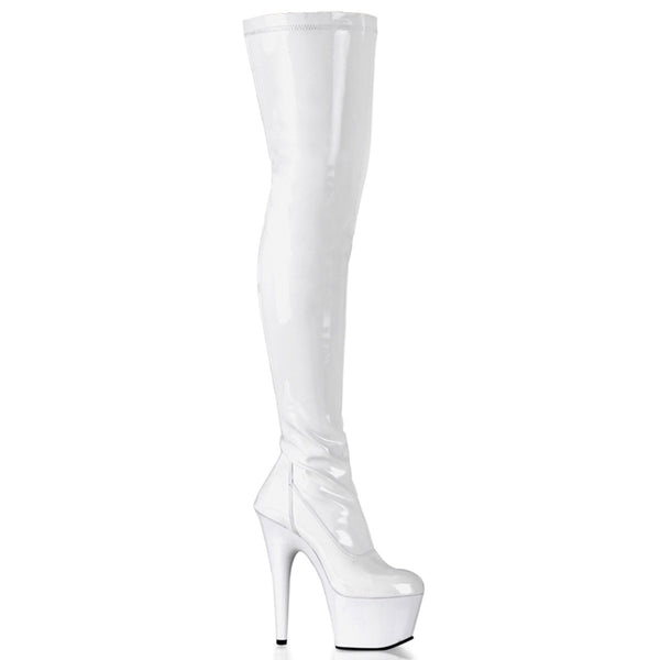 ADORE-3000 Plateau Overknee Stiefel Weiss von Pleaser