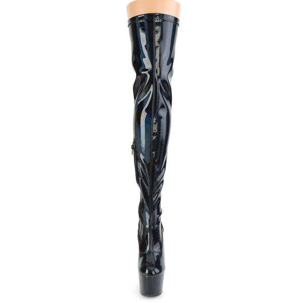 ADORE-3000HWR Plateau Overknee Stiefel Lack Schwarz/Hologramm von Pleaser – Ansicht 2