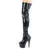 ADORE-3000HWR Plateau Overknee Stiefel Lack Schwarz/Hologramm von Pleaser – Ansicht 3