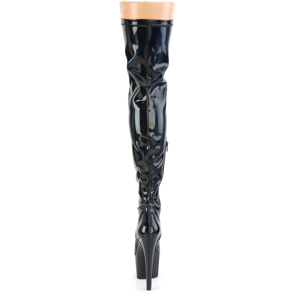 ADORE-3000HWR Plateau Overknee Stiefel Lack Schwarz/Hologramm von Pleaser – Ansicht 4