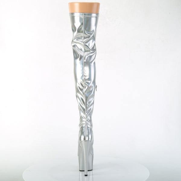 ADORE-3000HWR Plateau Overknee Stiefel - Silber von Pleaser – Ansicht 4