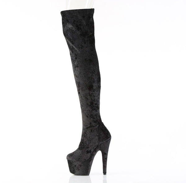 ADORE-3000WR Plateau Overnknee Stiefel Schwarz | Pleaser