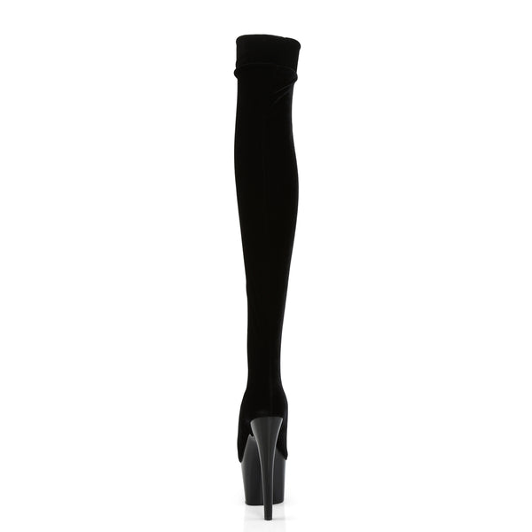 ADORE-3002 Plateau Overknee Stiefel Schwarz Samt von Pleaser – Ansicht 4