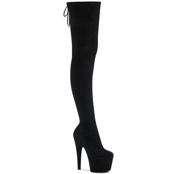 ADORE-3008 Plateau Overknee Stiefel Schwarz Samt von Pleaser