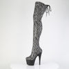 ADORE-3008SP-BT Plateau Overknee Stiefel Grau Schlangenmuster von Pleaser – Ansicht 3