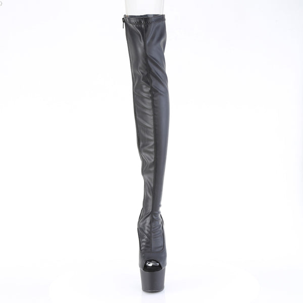 ADORE-3011 Plateau Peeptoe Overknee Stiefel - Schwarz Matt von Pleaser – Ansicht 2