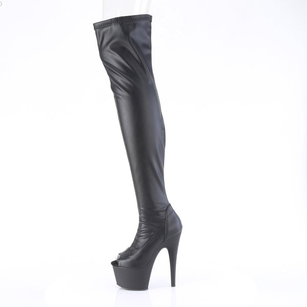 ADORE-3011 Plateau Peeptoe Overknee Stiefel - Schwarz Matt von Pleaser – Ansicht 3