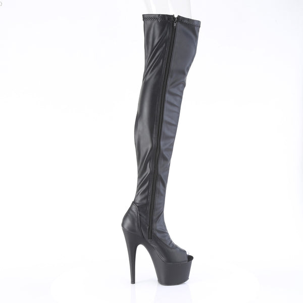 ADORE-3011 Plateau Peeptoe Overknee Stiefel - Schwarz Matt von Pleaser – Ansicht 5
