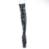 ADORE-3011HWR Plateau Overknee Stiefel - Schwarz Lack Schimmer von Pleaser – Ansicht 2