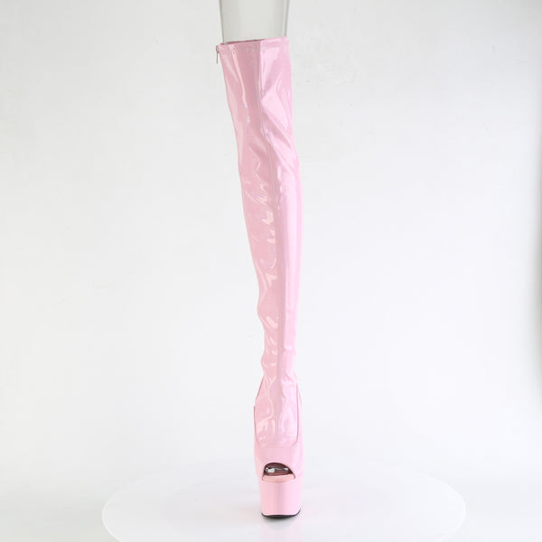 ADORE-3011HWR Plateau Peeptoe Overknee Stiefel - Rosa Schimmer von Pleaser – Ansicht 2