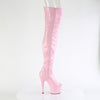 ADORE-3011HWR Plateau Peeptoe Overknee Stiefel - Rosa Schimmer von Pleaser – Ansicht 5