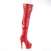 ADORE-3011HWR Plateau Peeptoe Overknee Stiefel - Rot Schimmer von Pleaser – Ansicht 5