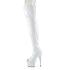 ADORE-3011HWR Plateau Peeptoe Overknee Stiefel - Weiß Lack Schimmer von Pleaser – Ansicht 3