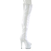 ADORE-3011HWR Plateau Peeptoe Overknee Stiefel - Weiß Lack Schimmer von Pleaser – Ansicht 5