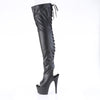 ADORE-3017 - Plateau Overknee Stiefel Peeptoe mit offener Verse - Schwarz Matt von Pleaser – Ansicht 3