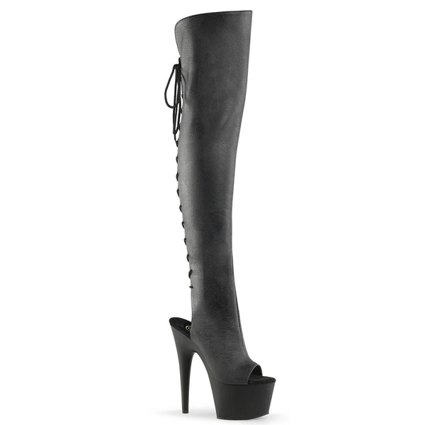 ADORE-3019 Plateau Overknee Stiefel Schwarz Matt von Pleaser