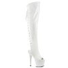 ADORE-3019 - Plateau Overknee Stiefel Peeptoe mit offener Verse - Weiß von Pleaser