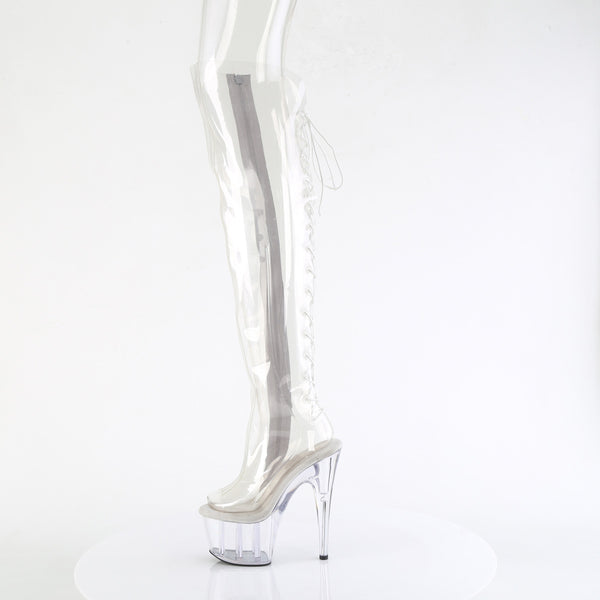 ADORE-3019C - Plateau Overknee Stiefel Peeptoe - Transparent von Pleaser – Ansicht 3