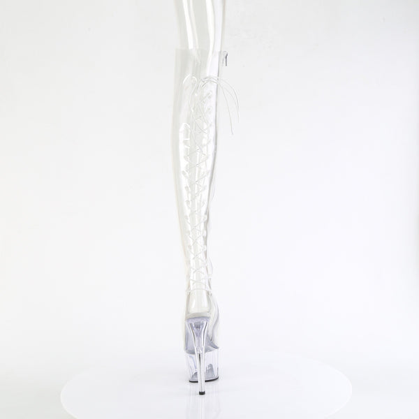 ADORE-3019C - Plateau Overknee Stiefel Peeptoe - Transparent von Pleaser – Ansicht 4