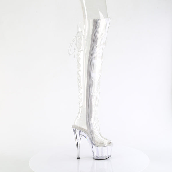 ADORE-3019C - Plateau Overknee Stiefel Peeptoe - Transparent von Pleaser – Ansicht 5