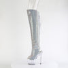 ADORE-3019C-RS Plateau Peeptoe Overknee Stiefel Silber Glitzer von Pleaser – Ansicht 3