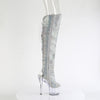 ADORE-3019C-RS Plateau Overknee Stiefel - Blau/Grün Glitzer von Pleaser – Ansicht 5