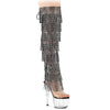 ADORE-3019C-RSF Plateau Overknee Stiefel Schwarz Transparent von Pleaser