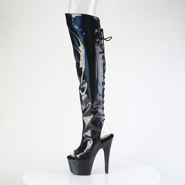 ADORE-3019HWR - Plateau Overknee Stiefel - Schwarz Hologramm von Pleaser – Ansicht 3