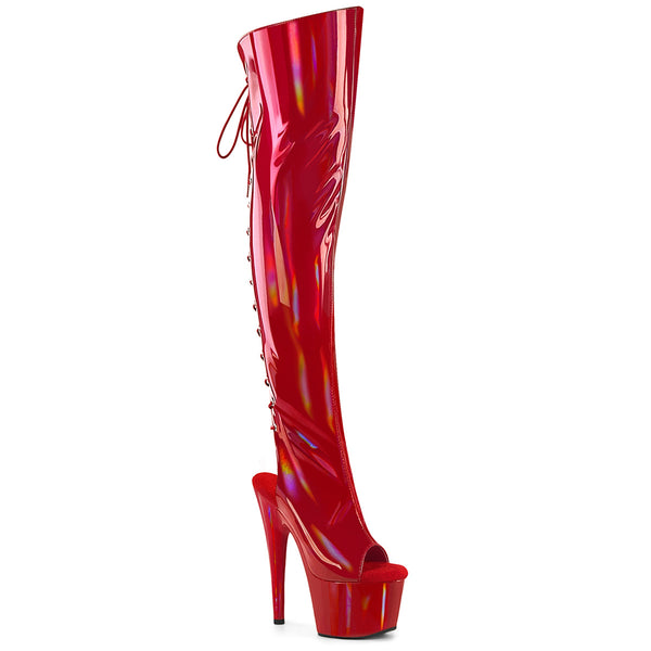 ADORE-3019HWR Stiefelette Plateau Rot | Pleaser