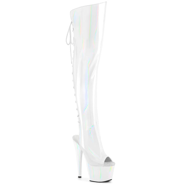 ADORE-3019HWR Plateau Overknee Stiefel Weiß von Pleaser