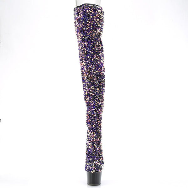ADORE-3020 Plateau Overknee Stiefel - Silber von Pleaser – Ansicht 2