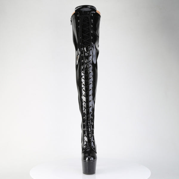 ADORE-3020GP Plateau Overknee Stiefel Schwarz Lack von Pleaser – Ansicht 2