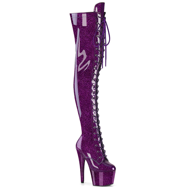 ADORE-3020GP Overknee Plateau Stiefel Lila von Pleaser