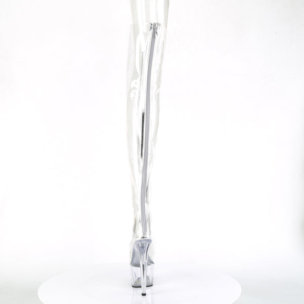 ADORE-3021 Plateau Overknee Stiefel Transparent/Silber von Pleaser – Ansicht 4
