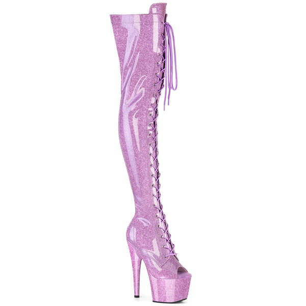 ADORE-3021GP Plateau Overknee Stiefel Violett/Lila von Pleaser