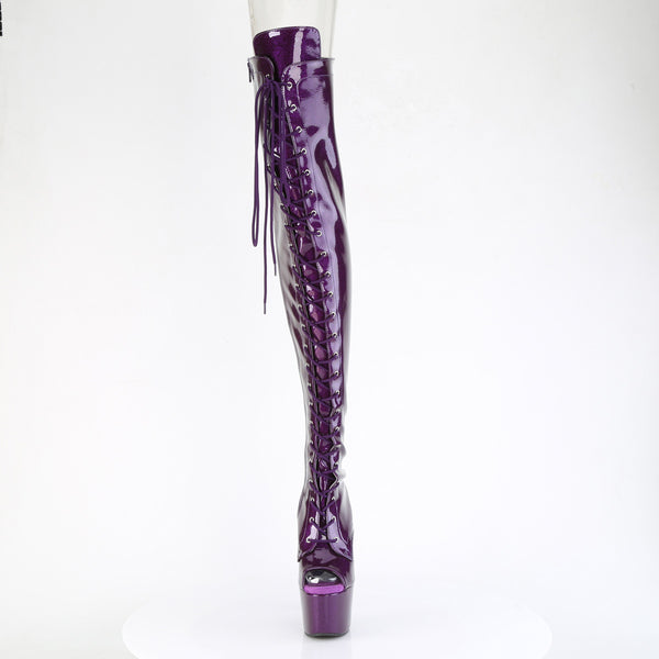 ADORE-3021GP Plateau Overknee Stiefel Lila von Pleaser – Ansicht 2