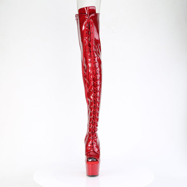 ADORE-3021GP Plateau Overknee Stiefel Rot Lack von Pleaser – Ansicht 2