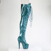 ADORE-3021GP Plateau Peeptoe Overknee Stiefel Dunkel Türkis von Pleaser – Ansicht 5