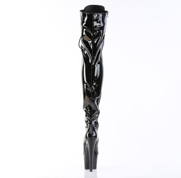 ADORE-3023 Plateau Overknee Stiefel - Schwarz von Pleaser – Ansicht 4