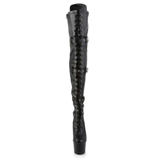 ADORE-3028 Plateau Overknee Stiefel Schwarz Matt von Pleaser – Ansicht 2