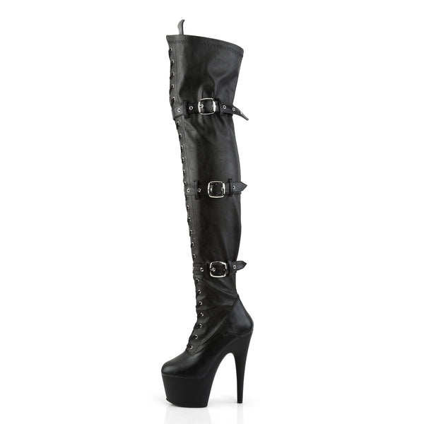ADORE-3028 Plateau Overknee Stiefel Schwarz Matt von Pleaser – Ansicht 3