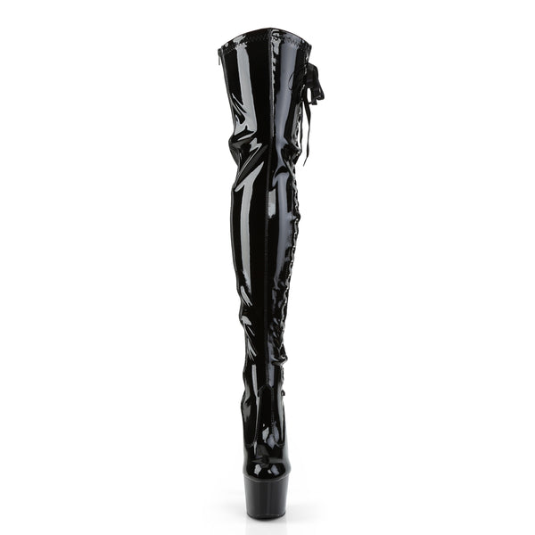 ADORE-3050 Plateau Overknee Stiefel Schwarz Lack von Pleaser – Ansicht 2