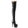 ADORE-3050 Plateau Overknee Stiefel Schwarz Lack von Pleaser