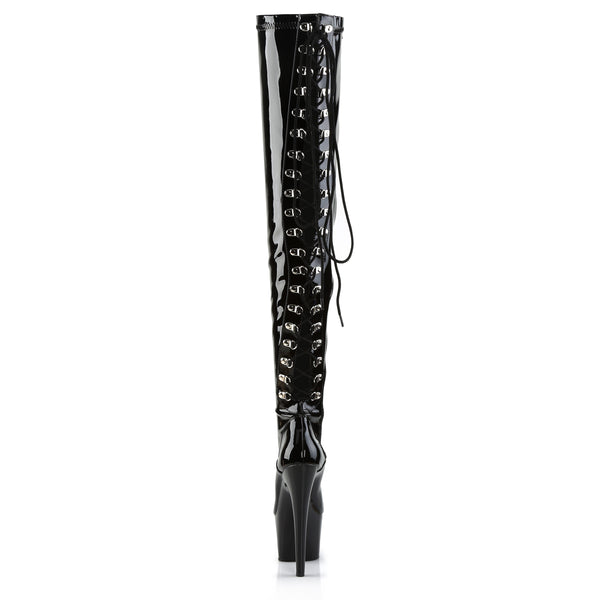 ADORE-3063 Plateau Overknee Stiefel - Schwarz von Pleaser – Ansicht 4