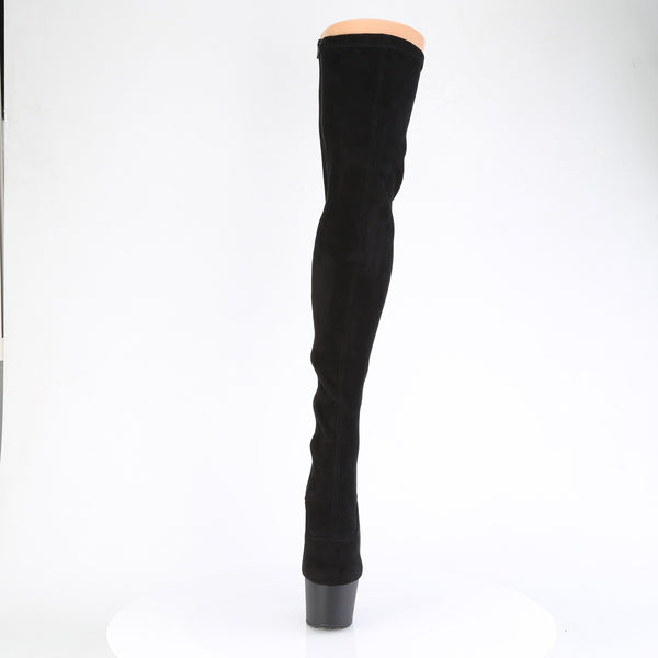 ADORE-3063 Plateau Overknee Stiefel Schwarz Velour von Pleaser – Ansicht 2
