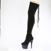 ADORE-3063 Plateau Overknee Stiefel Schwarz Velour von Pleaser – Ansicht 3