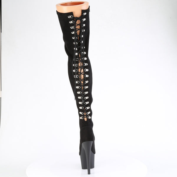 ADORE-3063 Plateau Overknee Stiefel Schwarz Velour von Pleaser – Ansicht 4