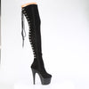 ADORE-3063 Plateau Overknee Stiefel Schwarz Velour von Pleaser – Ansicht 5